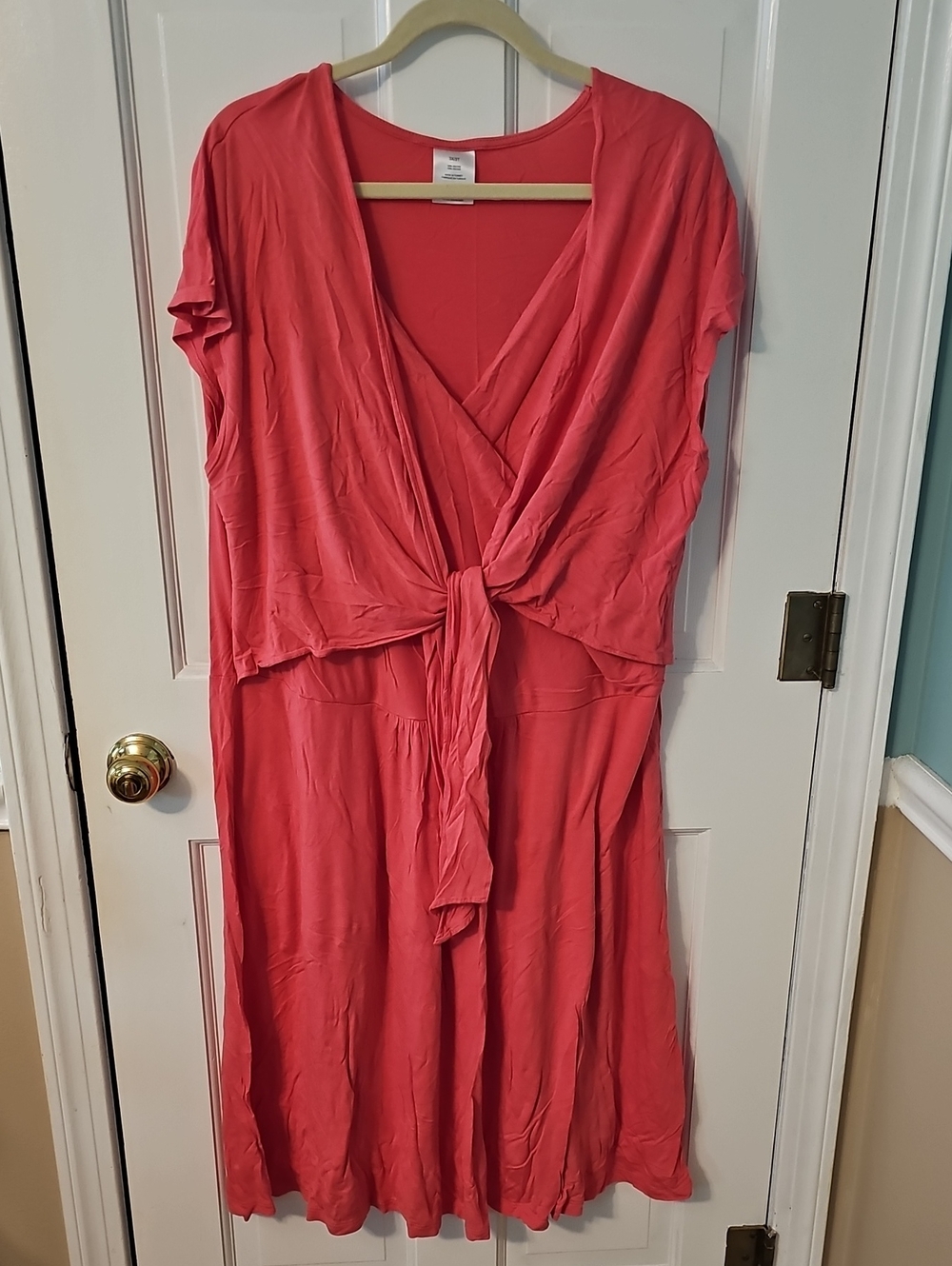 Women's Coral Tie-Front Dress